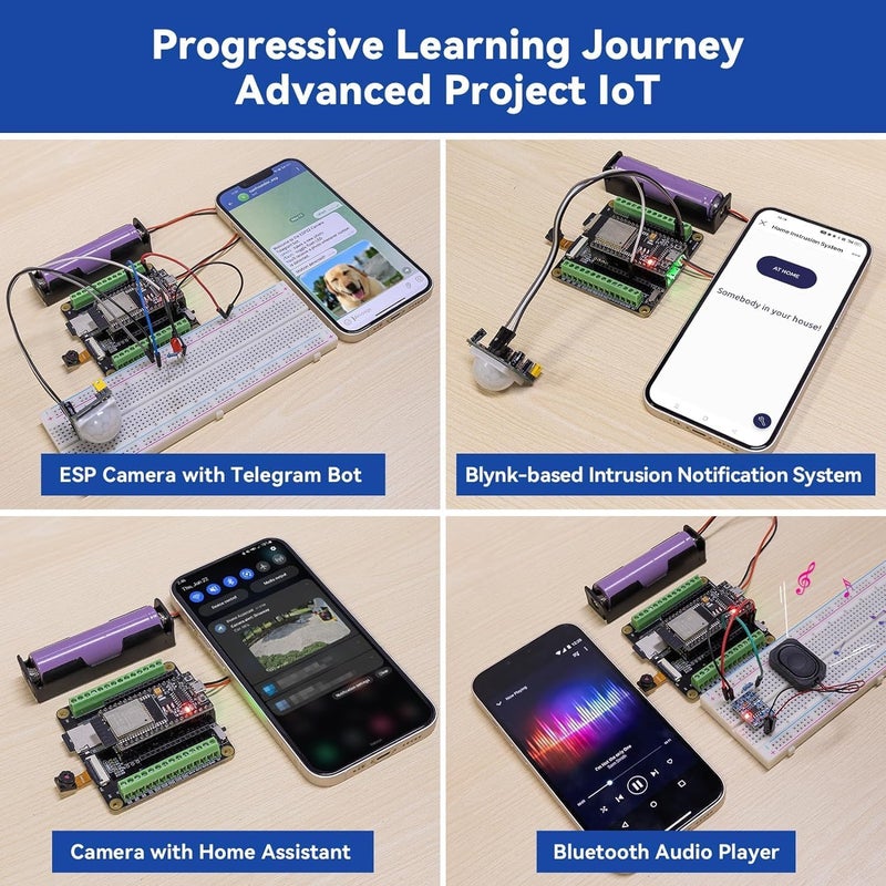 SunFounder ESP32 Ultimate Starter Kit (Compatible with Arduino) ESP32CAM, RoHS Compliant, Python C Scratch, Video Courses, IoT for Beginners Engineers, ESP32 Board & Battery Included - Image 5